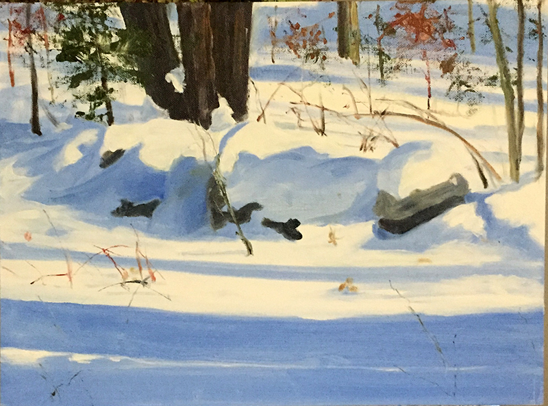 Oil Painting of snow on a wall